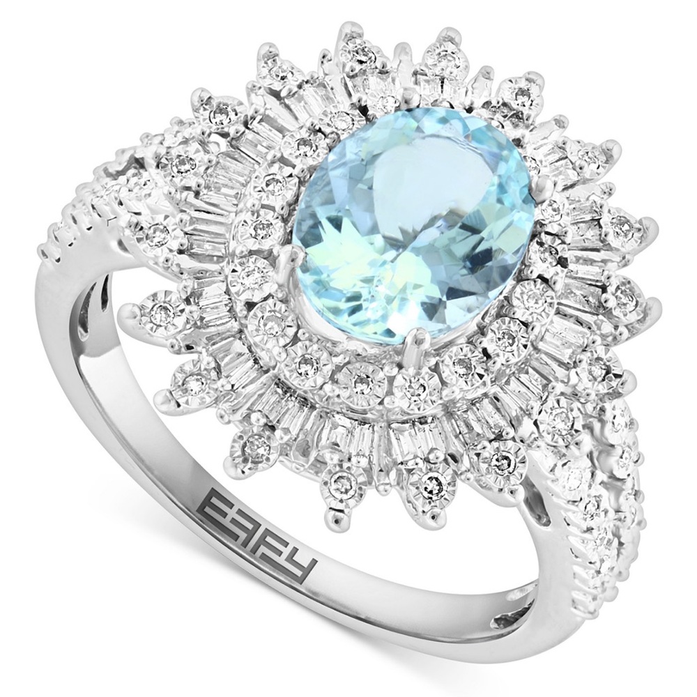 EFFY® Aquamarine (1-5/8 ct. t.w.) & Diamond (1/4 ct. t.w.) 14K White Gold